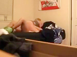 Blonde coed fucked in dorm room on