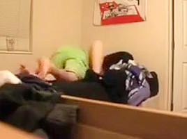 Blonde coed fucked in dorm room on