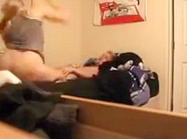 Blonde coed fucked in dorm room on