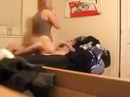 Blonde coed fucked in dorm room on