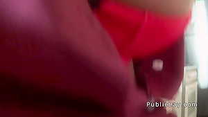 Blonde from public gets facial pov