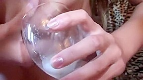 Blonde peeing milk from tits