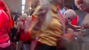 Blonde skank takes cock at orgy