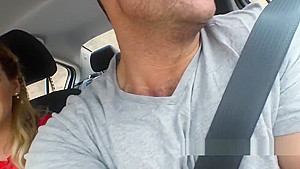 Blonde stranded teen 18+ sucking cock in car