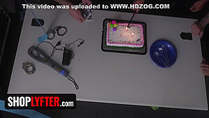 Blonde teen 18+ Caught Stealing For The Third Time And Gets Gangbang By The Security Team