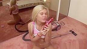 Blonde teen 18+ With Pink Dildo