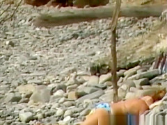 Blowjon in rocky beach