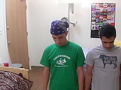 Blown straight twink fucked in dorm room