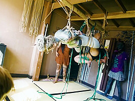 Bondage Sesion With Two Girls And Two Rigger - Tattoo Dreadlocks Shibari