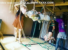 Bondage Sesion With Two Girls And Two Rigger - Tattoo Dreadlocks Shibari
