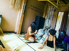Bondage Sesion With Two Girls And Two Rigger - Tattoo Dreadlocks Shibari