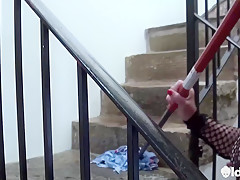 British Milf Auntie Trisha Solo Stair Play - OLDNANNY