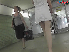Brunette amateur in the principal role in upskirt porn