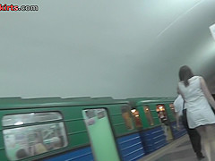 Brunette amateur in the principal role in upskirt porn