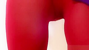 Brunette covered in nylons masturbates in addition to sex toy