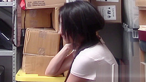 Brunette gets her pussy fucked hard when caught shoplifting