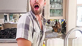 Brunette skank Demi Lowe fucks with her help in the kitchen