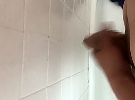 Busting a load of cum in the shower
