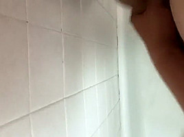 Busting a load of cum in the shower