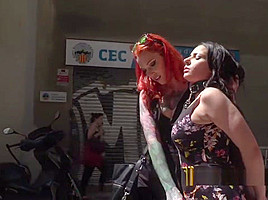 Busty Brunette Slave Disgraced In Club