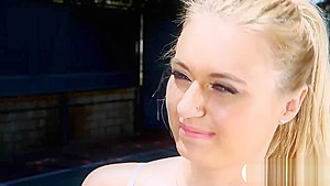 Busty blonde babe banged after playing tennis outdoors