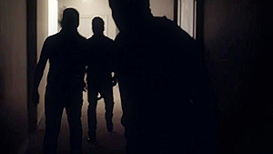 Busty blonde gang banged by masked intruders