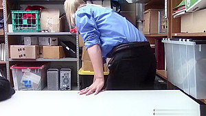 Busty security MILF felt a shoplifting guys big long cock