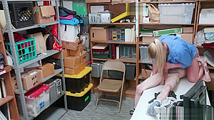 Busty security MILF felt a shoplifting guys big long cock