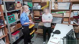 Busty security MILF felt a shoplifting guys big long cock