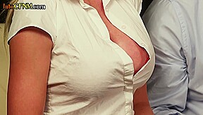 CFNM busty femdom MILFS sucking guy cock in group action