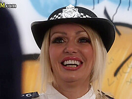 CFNM group of amateur police ladies tugging gloryhole cocks