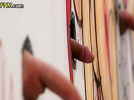 CFNM group of amateur police ladies tugging gloryhole cocks