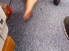 Candid stinky soft feet on work two