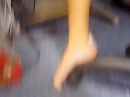Candid stinky soft feet on work two