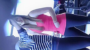 Candid teen 18+ cheerleaders dancing in leggings