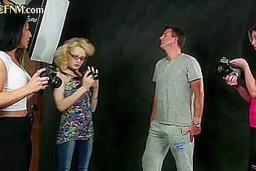 Cfnm Babes Photographing Submissive Subject In Group