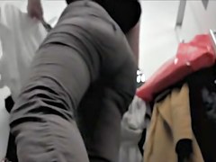 Changing room chick goes out of her jeans on
