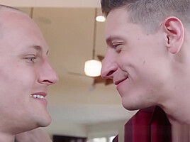 Charming hunk swallows cock before passionate bareback