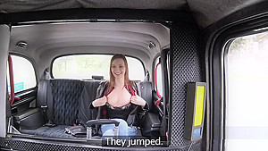 Chestnut amateur bangs in fake taxi