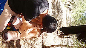 Chinese slut with big tits fucked in nature - Cum in mouth 2