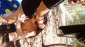 Chinese slut with big tits fucked in nature - Cum in mouth 2