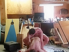 Chris & Chris' Rainy Afternoon Hair-Buzzing Step dad/Step son Watersports Garage Sex