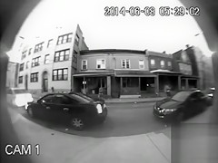 Chubby woman urinates on the public street