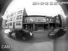 Chubby woman urinates on the public street