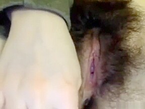 Close Up Of Girl Playing With Massive Hairy Bush