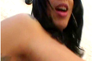Condom fuck for busty brunette