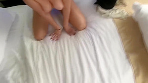 Convinced Stepsister to Footjob and Facial