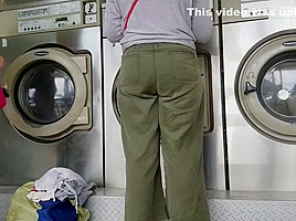 Creep Shots girl next door type at laundry room nice ass