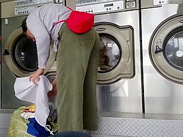 Creep Shots girl next door type at laundry room nice ass