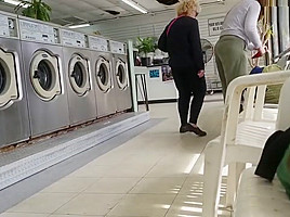Creep Shots girl next door type at laundry room nice ass